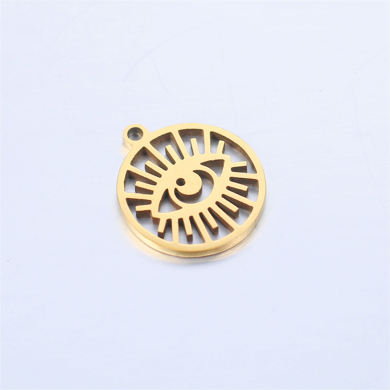 Gold eye of the prophet pendant / surgical steel 15mm 1pc ASS316KG