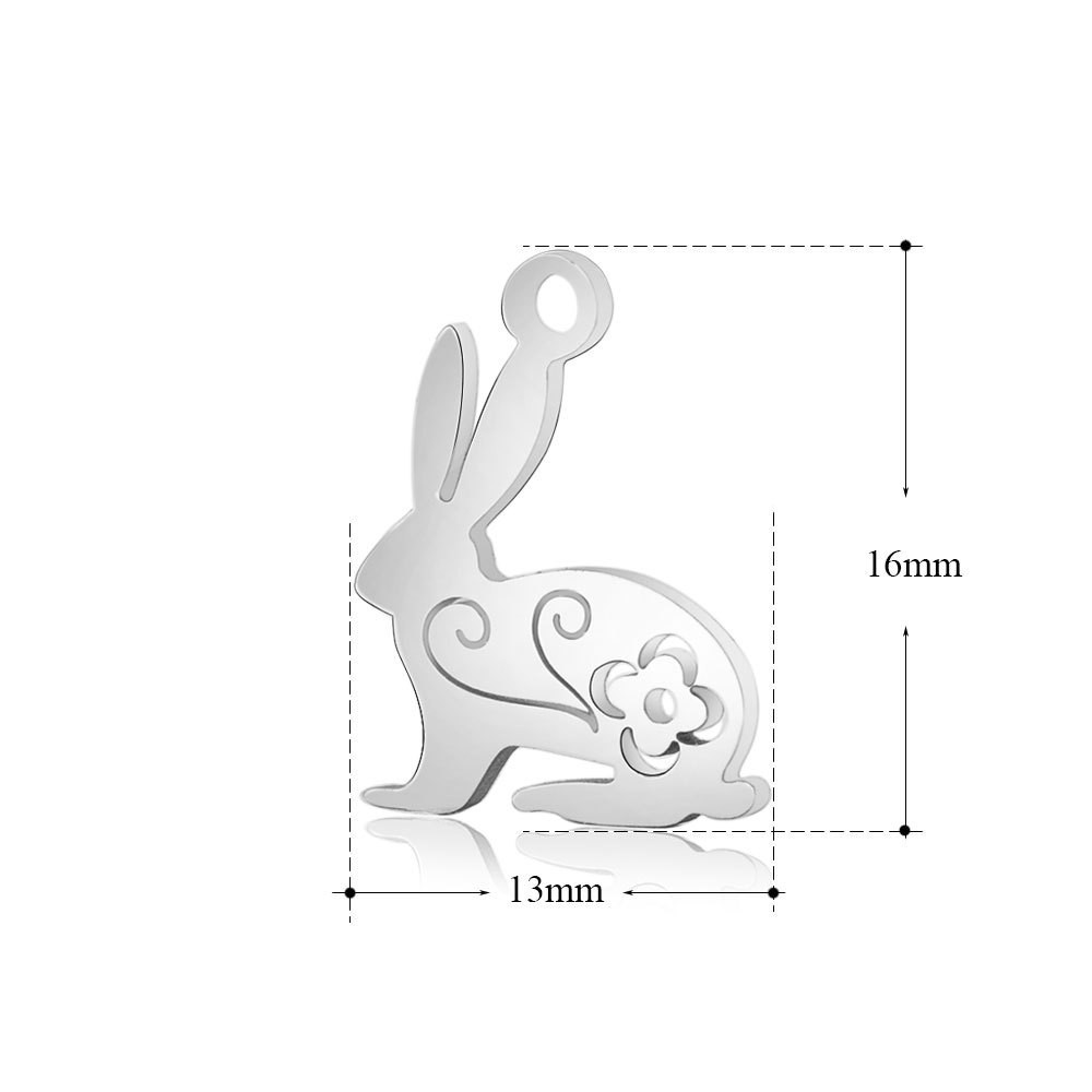 Rabbit pendant / surgical steel / 13x16mm 1pc ASS258