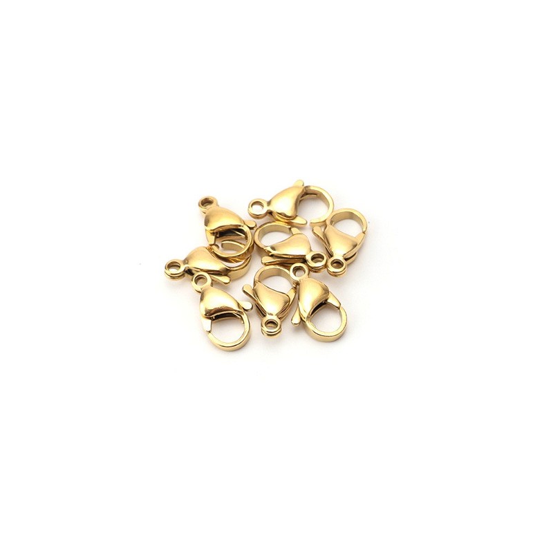 Snap hooks 9mm/ surgical steel/ gold/ 1pc ZSCH09KG1