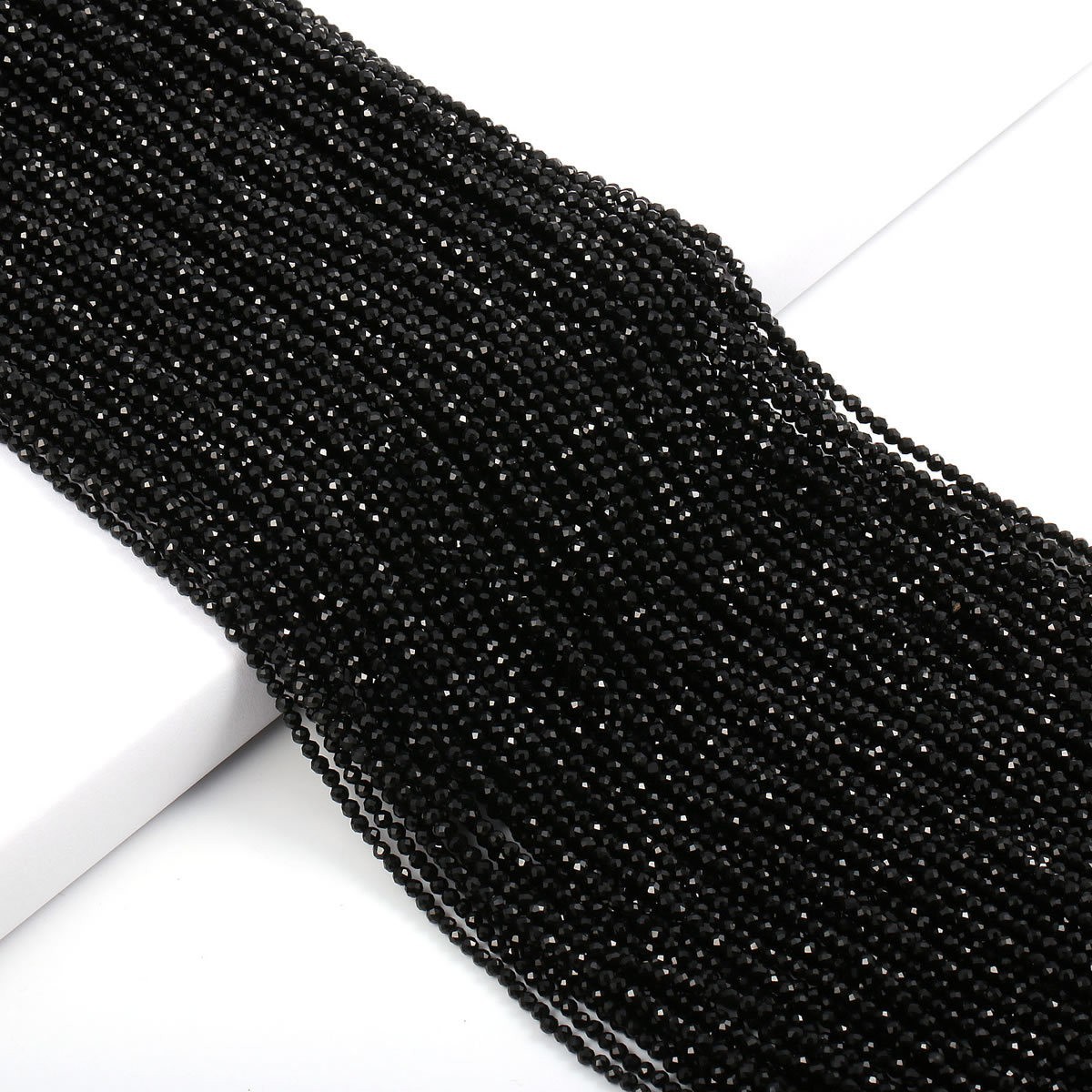 Black spinel beads / 2mm faceted beads / 220pcs KASBF0202