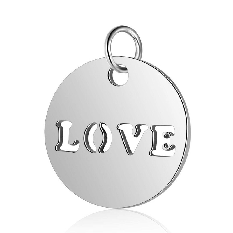LOVE coin pendant / surgical steel / 12mm 1pc AKGSCH002PL