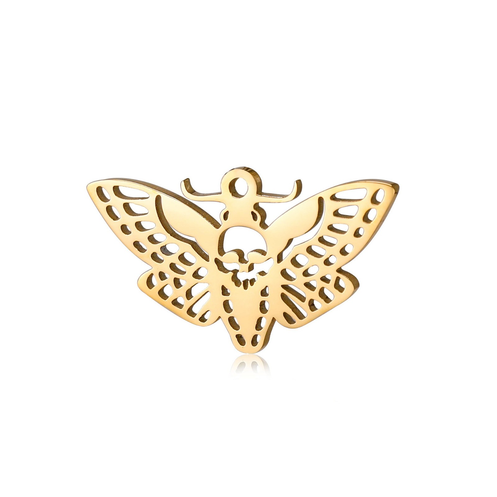 Moth pendant / gold surgical steel 30x17mm 1pc ASS418KG