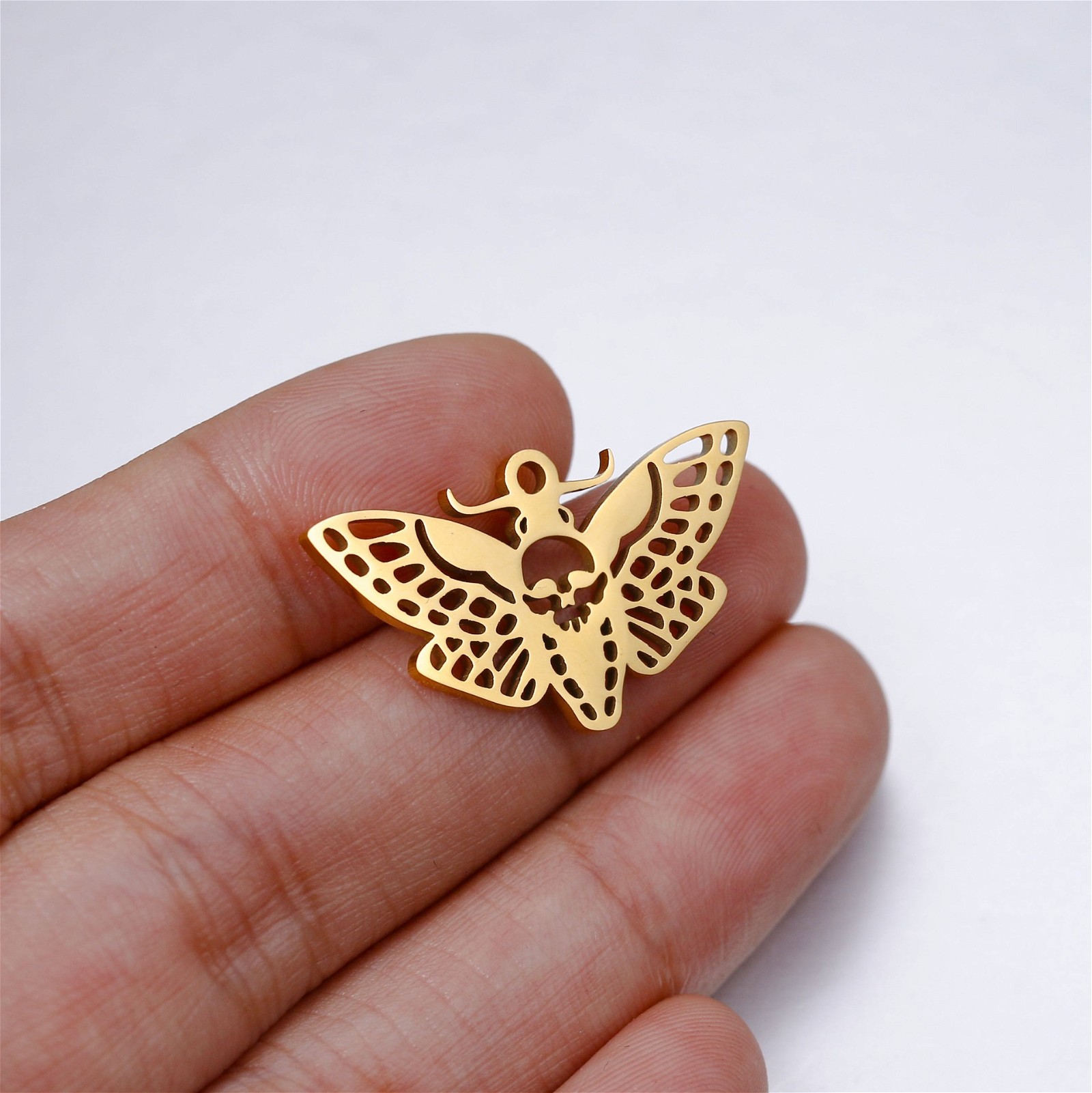 Moth pendant / gold surgical steel 30x17mm 1pc ASS418KG