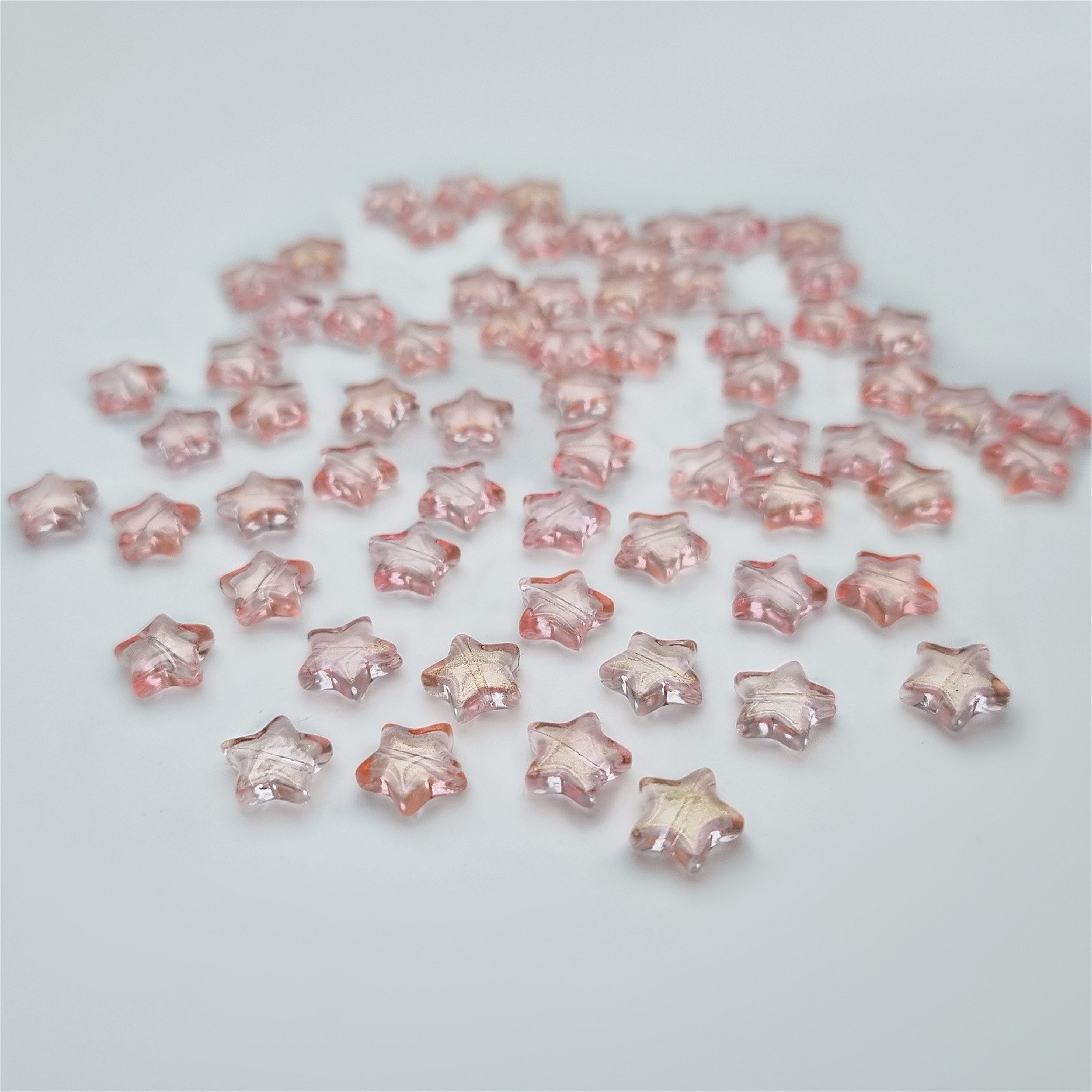 Lampwork jewelry beads / gold dust / pink stars 10mm 2pcs SZLAZGW02