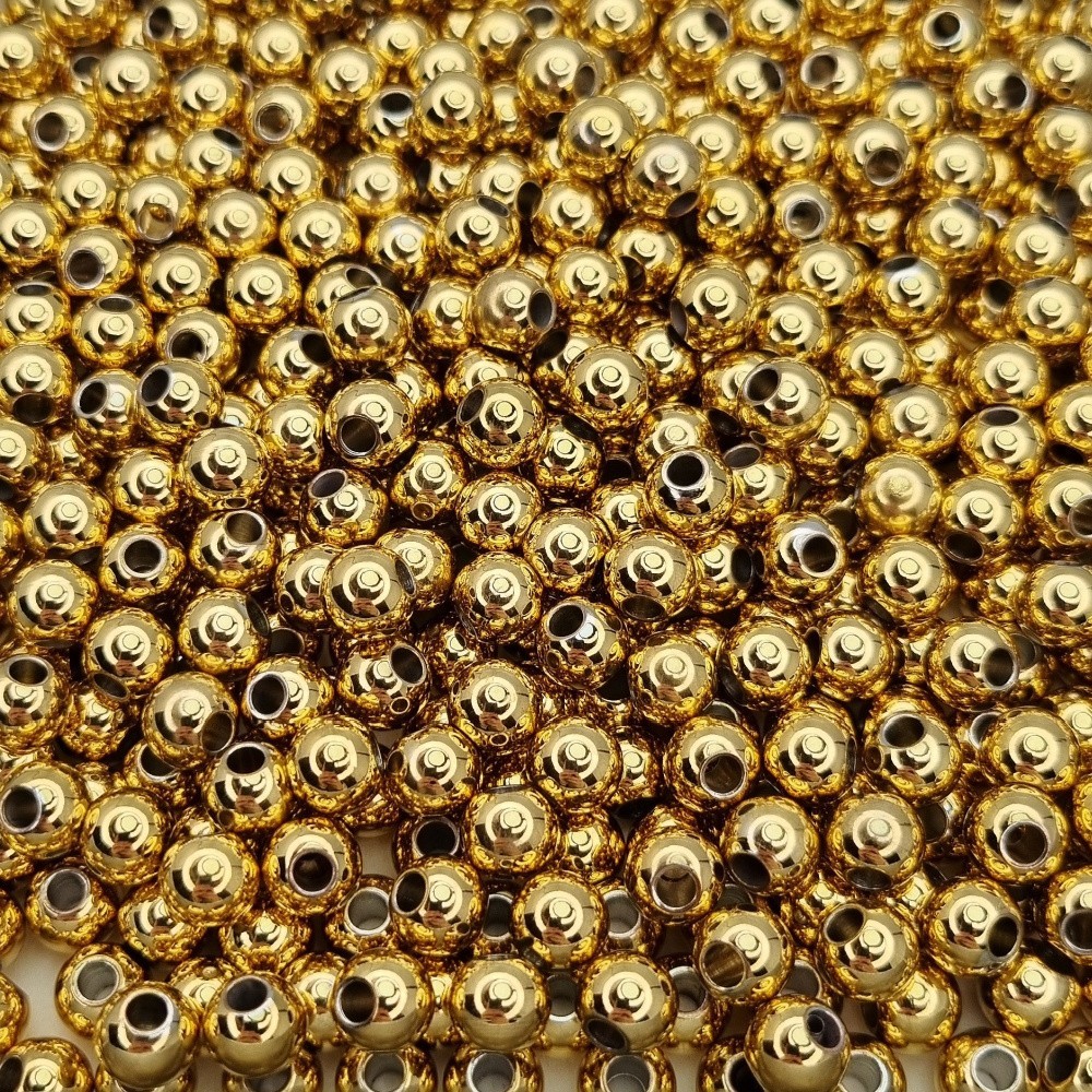 Spacer ball beads 8mm/ surgical steel 2pcs gold AKGK08SCH