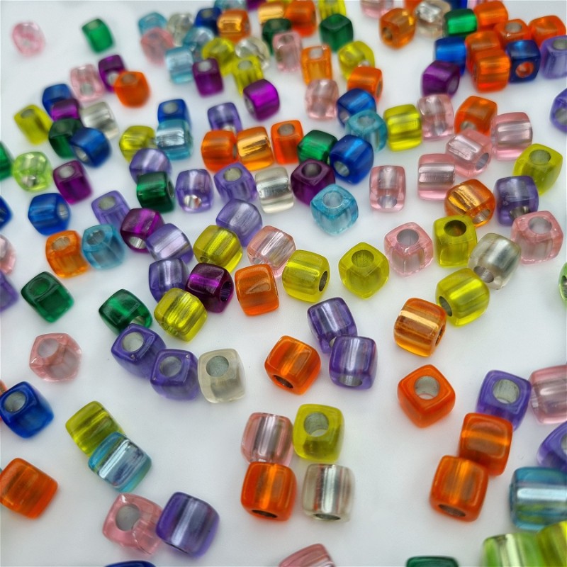 Acrylic beads / colorful semi-transparent cubes approx. 7mm / 30pcs. XYPLKSZ001