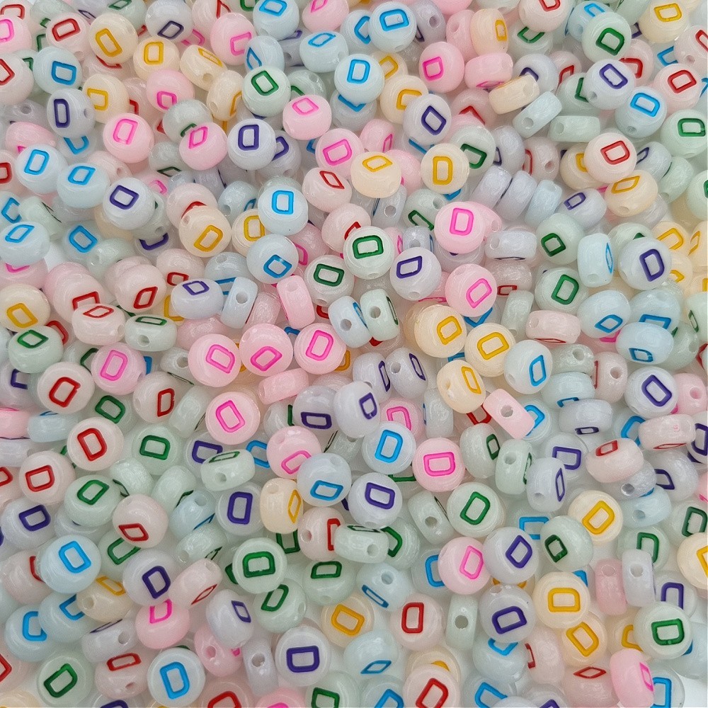 Fluorescent letter beads / Letter D / luminous coins 7mm/ 30pcs XWND