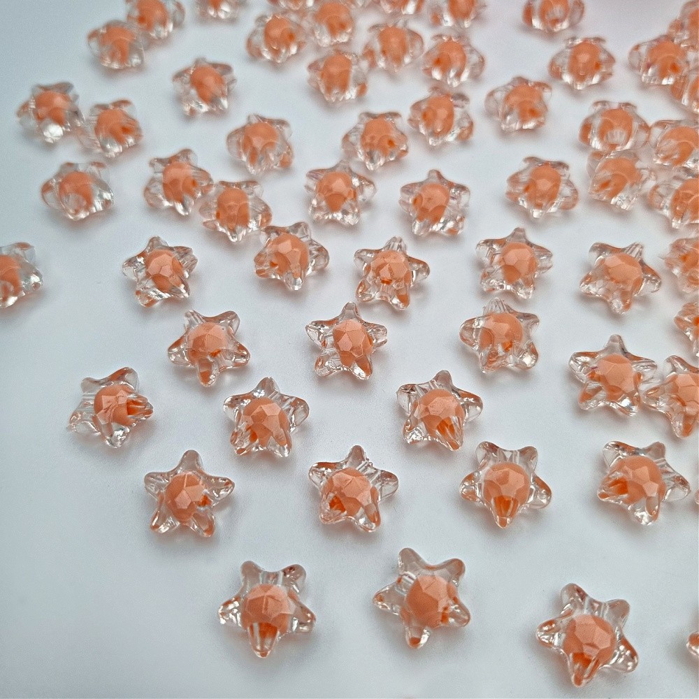 Koraliki akrylowe/ kryształkowe gwiazdki/ flamingo ok.11mm/ 10szt. XYPLKSZ066