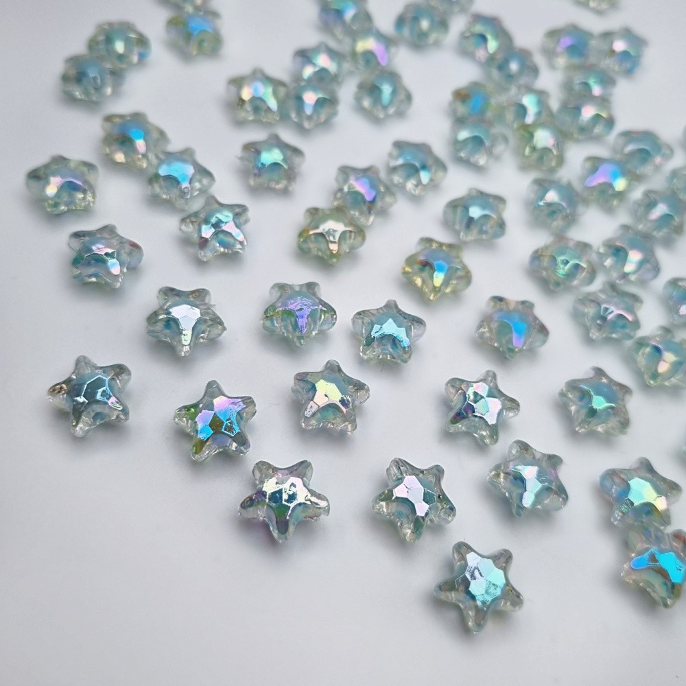 Acrylic beads / crystal stars / blue AB approx. 11mm / 10pcs. XYPLKSZ074