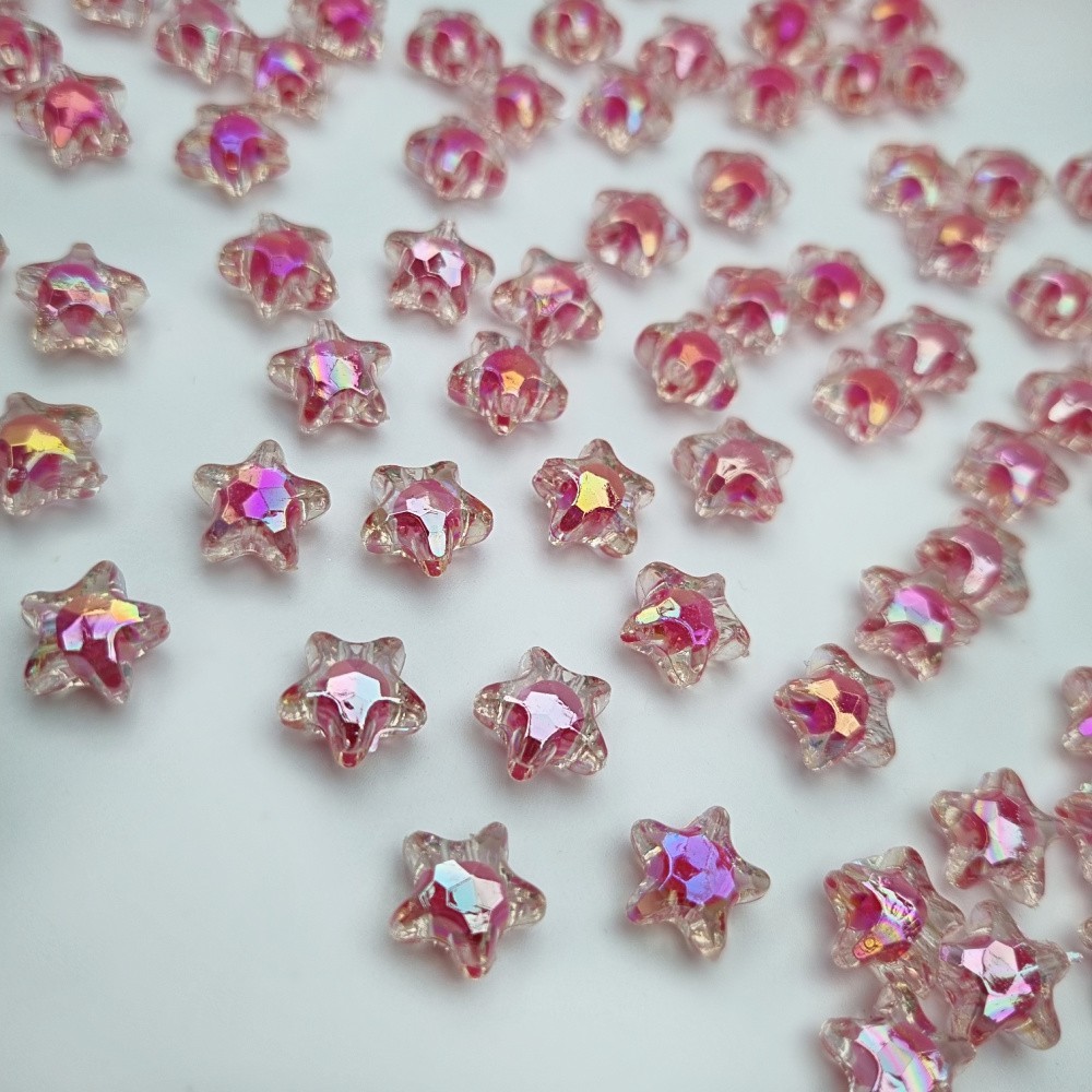 Acrylic beads / crystal stars / raspberry pink AB approx. 11mm / 10pcs. XYPLKSZ077