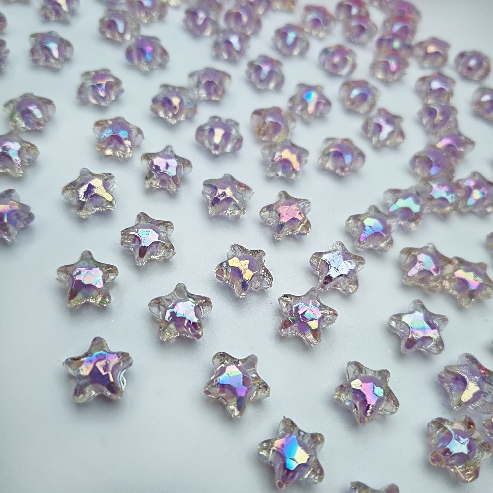 Acrylic beads / crystal stars / purple AB approx. 11mm / 10pcs. XYPLKSZ078