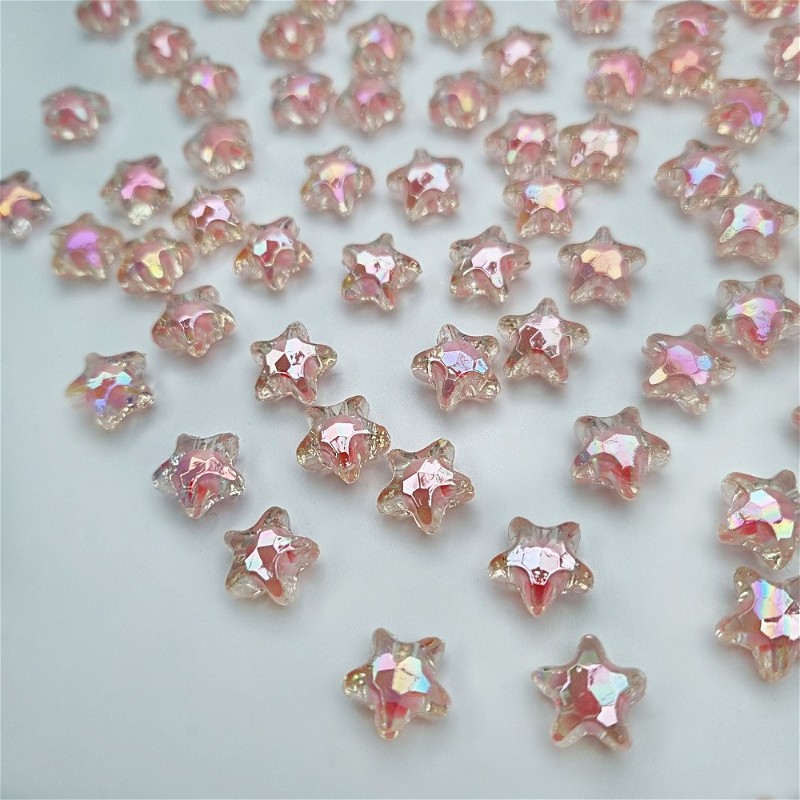 Acrylic beads / crystal stars / light pink AB approx. 11mm / 10pcs. XYPLKSZ079