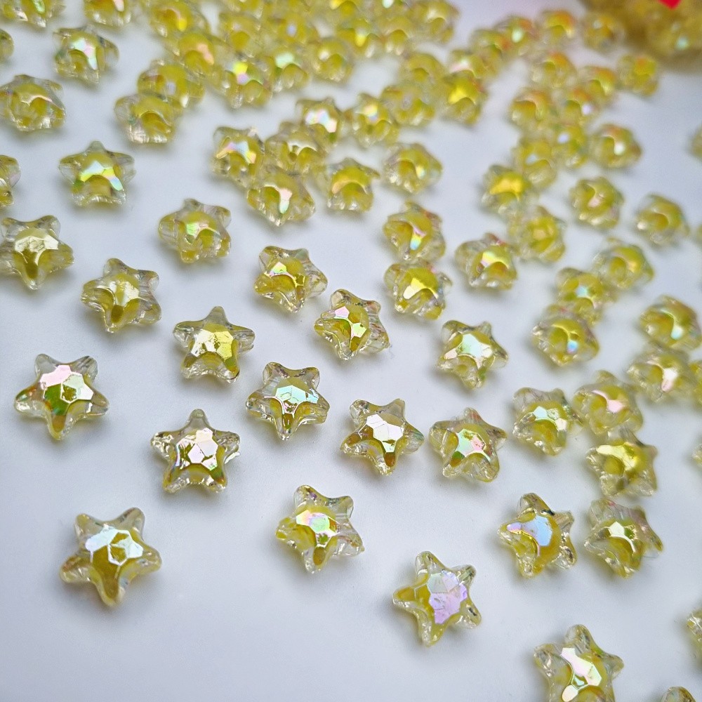 Acrylic beads / crystal stars / yellow AB approx. 11mm / 10pcs. XYPLKSZ080