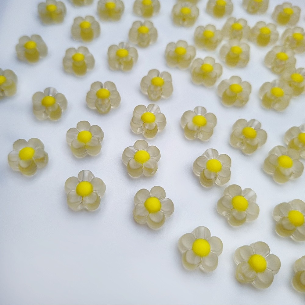 Acrylic beads/ frosted flowers/ yellow approx.13mm/ 20pcs. XYPLKSZ054