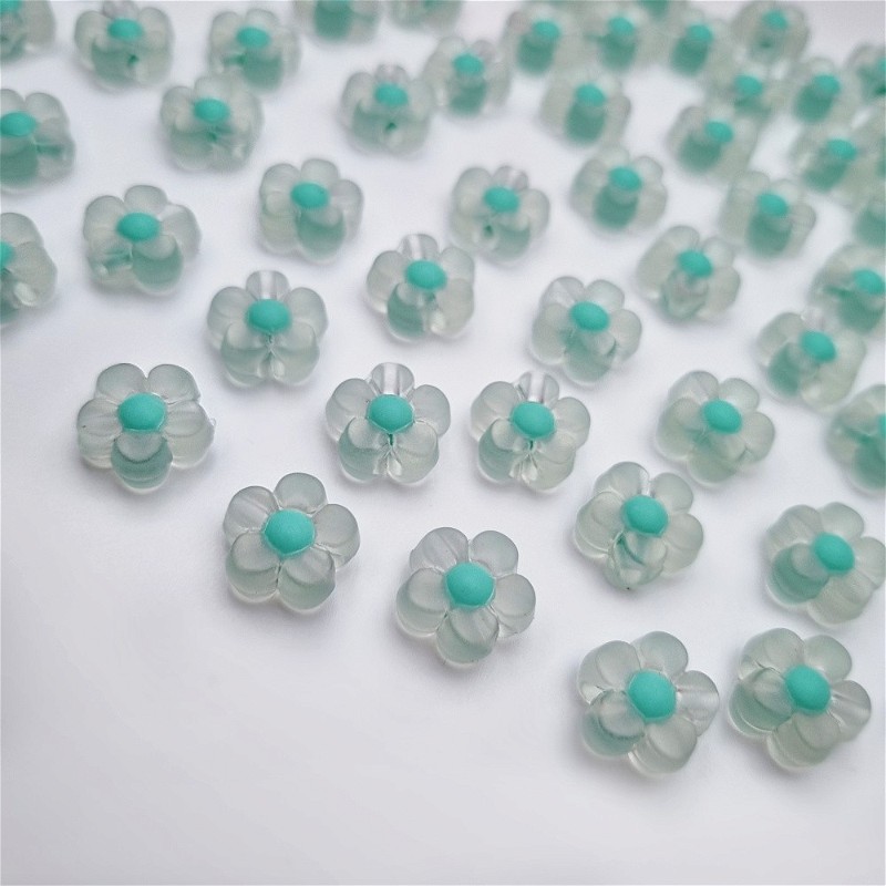 Acrylic beads/ matt flowers/ mint approx.13mm/ 20pcs. XYPLKSZ057