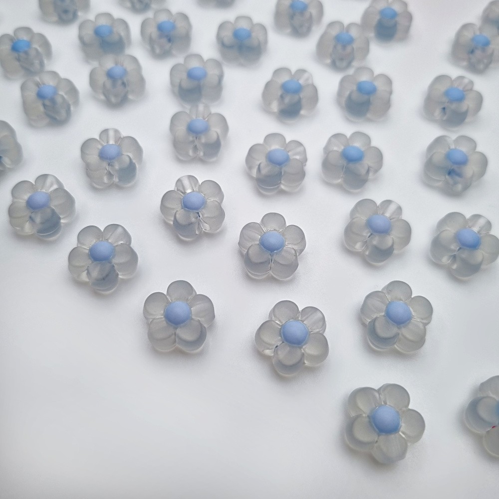 Acrylic beads/ matt flowers/ blue approx.13mm/ 20pcs. XYPLKSZ058