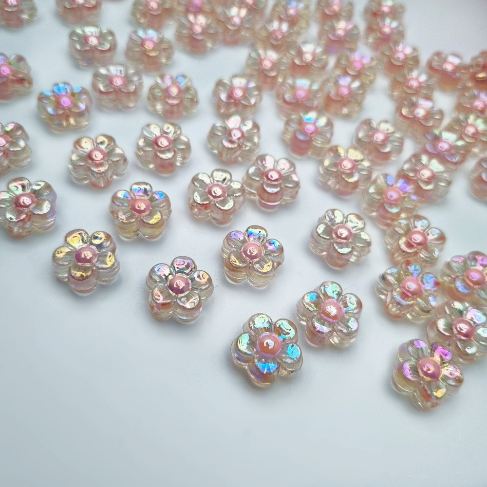 Acrylic beads / flowers / light pink AB approx. 13mm / 10pcs. XYPLKSZ061