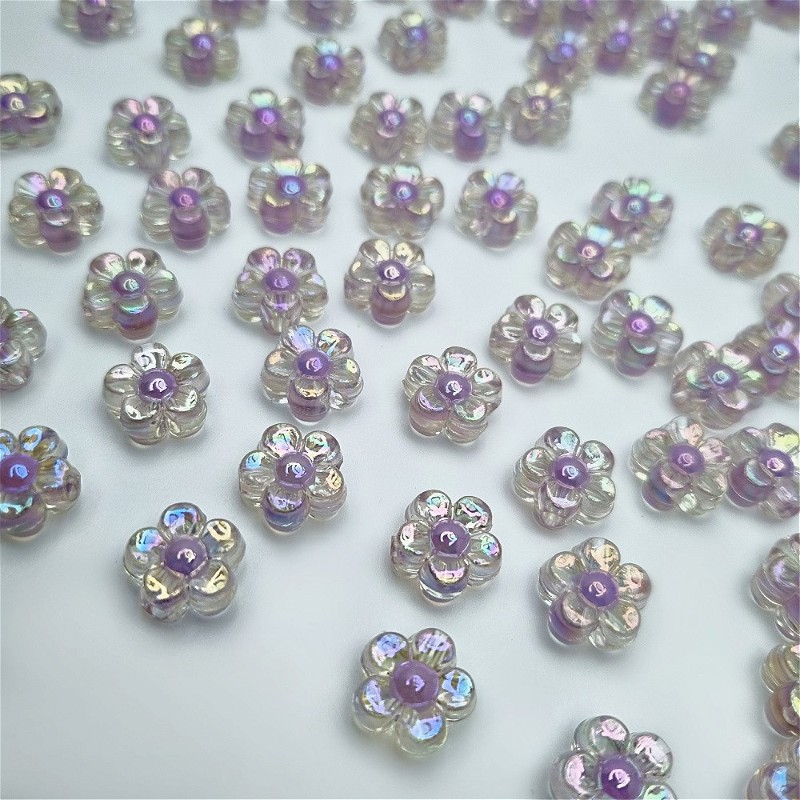Acrylic beads/ flowers/ purple approx.13mm/ 10pcs. XYPLKSZ062