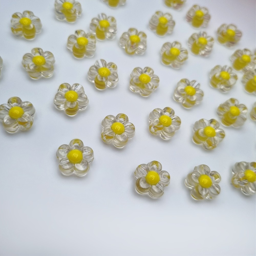 Koraliki akrylowe/ transparentne kwiatki/ żółty 12.5mm/ 10szt. XYPLKSZ048