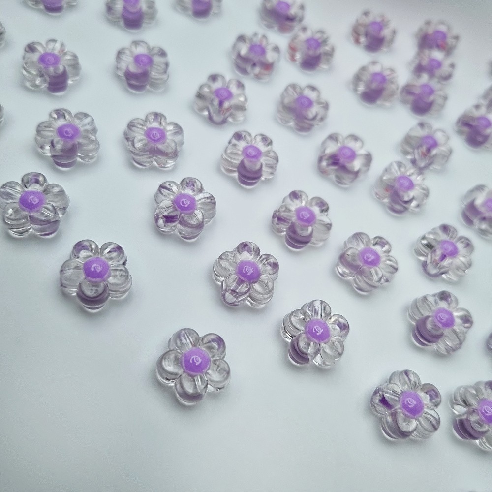 Koraliki akrylowe/ transparentne kwiatki/ fioletowy 12.5mm/ 10szt. XYPLKSZ050