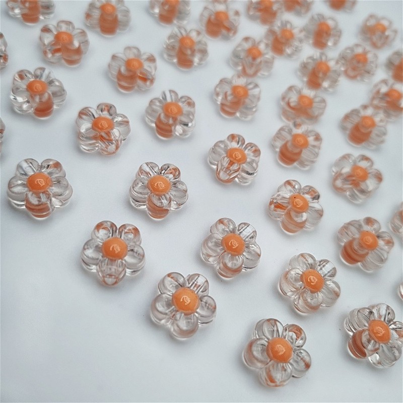 Acrylic beads/ transparent flowers/ flamingo 12.5mm/ 10pcs. XYPLKSZ053
