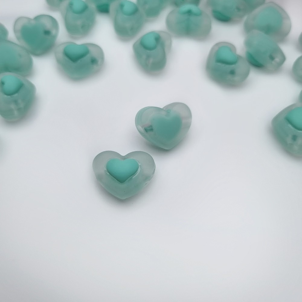 Acrylic beads/ matte heart/ mint 17x13mm/ 6 pcs. XYPLKSZ044