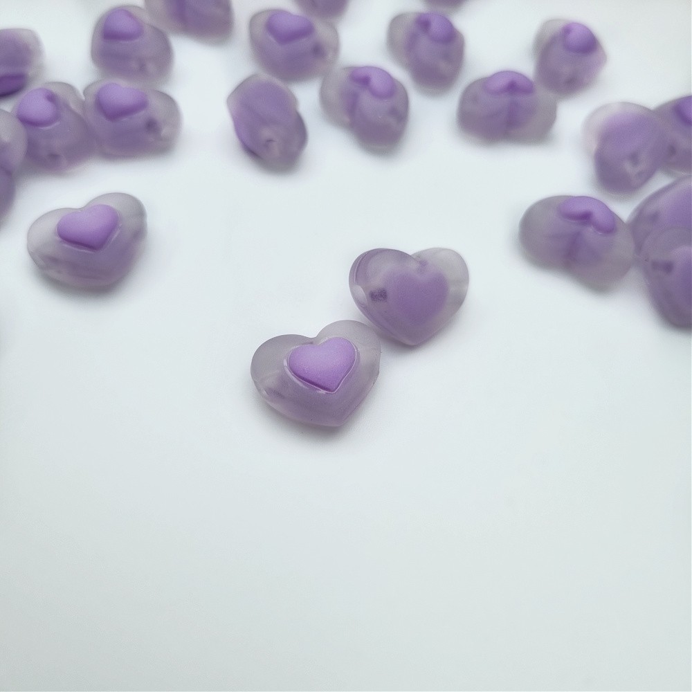 Acrylic beads/ matte heart/ purple 17x13mm/ 6pcs. XYPLKSZ046