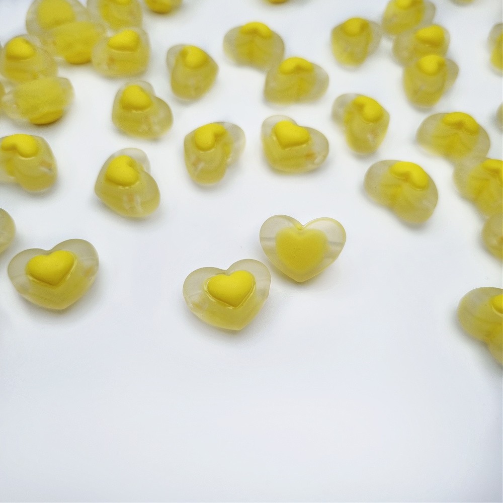 Acrylic beads/ matte heart/ yellow 17x13mm/ 6 pcs. XYPLKSZ042