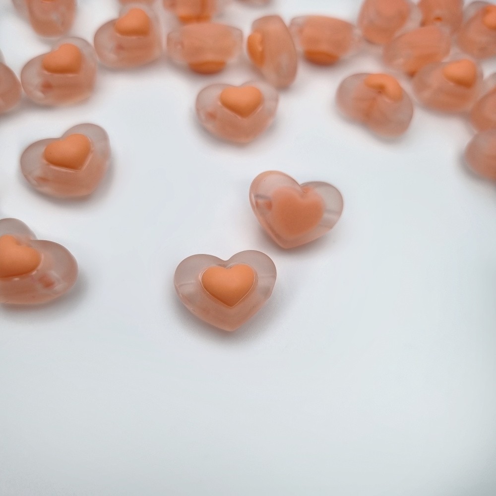 Acrylic beads/ matte heart/ flamingo 17x13mm/ 6 pcs. XYPLKSZ043