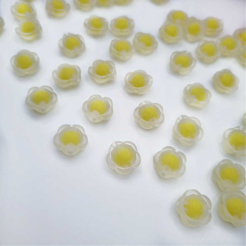Acrylic beads/ frosted flowers/ yellow 13mm/ 10pcs. XYPLKSZ036