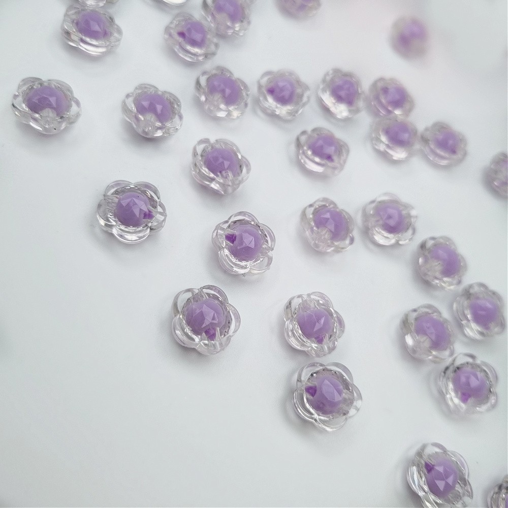 Acrylic beads/ crystal flowers/ purple 13mm/ 10pcs. XYPLKSZ033
