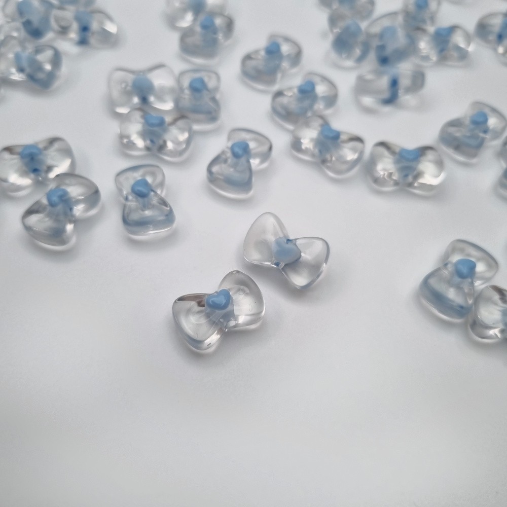 Acrylic beads/ bows with a heart/ sky blue 16x10mm/ 4 pcs. XYPLKSZ027