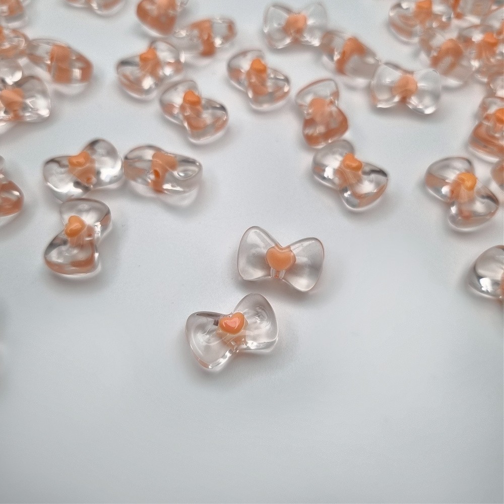Acrylic beads/ bows with heart/ flamingo 16x10mm/ 4 pcs. XYPLKSZ028