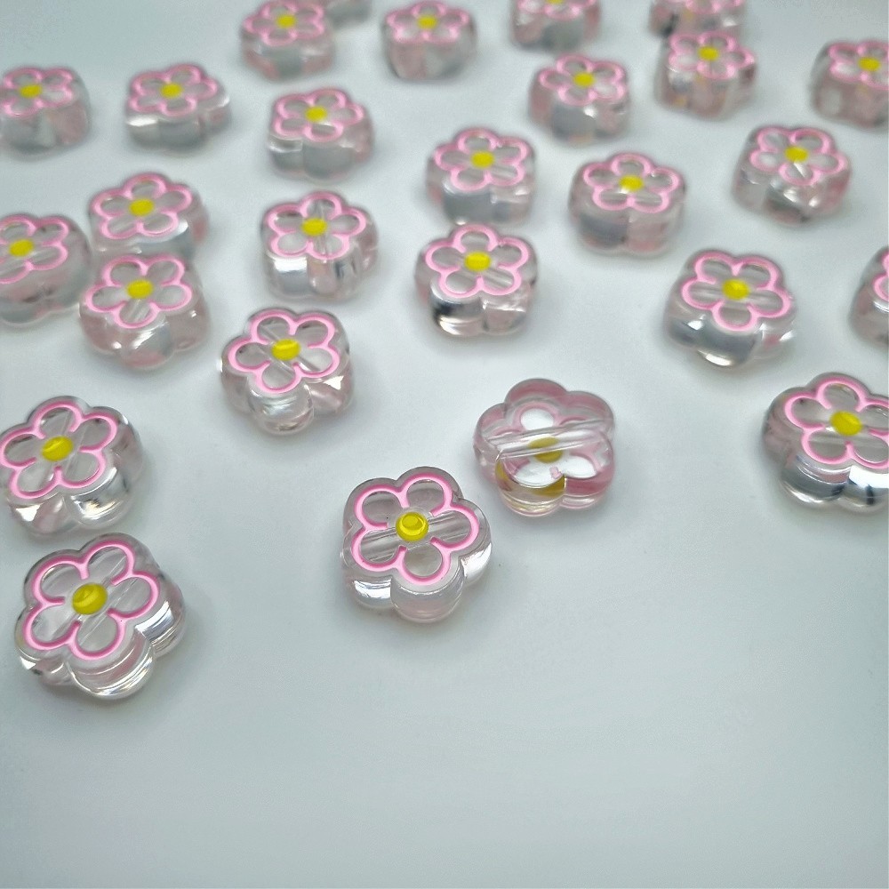 Koraliki akrylowe/ kwiatek/ różowo-żółty 20mm/ 2szt. XYPLKSZ005