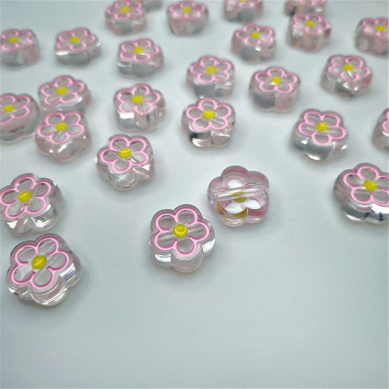 Acrylic beads/ flower/ pink-yellow 20mm/ 2pcs. XYPLKSZ005