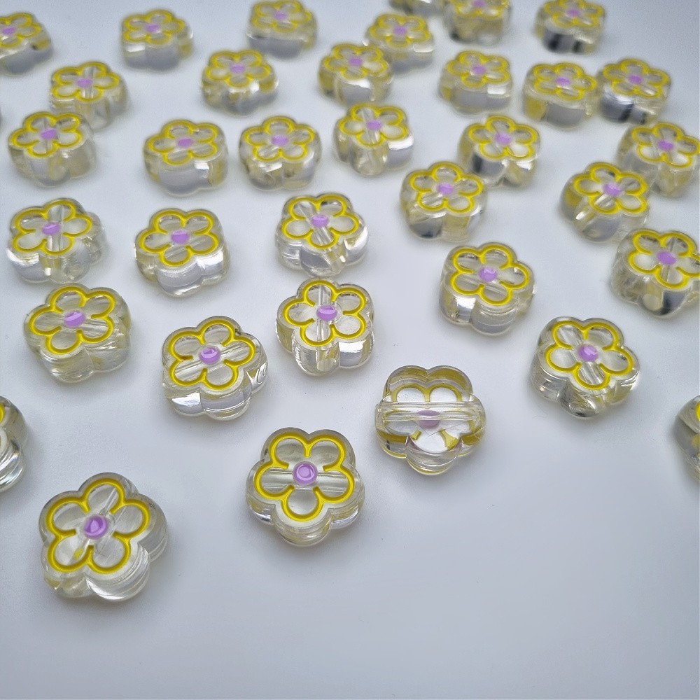 Acrylic beads/ flower/ yellow-pink 20mm/ 2pcs. XYPLKSZ009