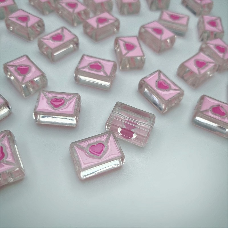 Acrylic beads/ envelope/ light pink 22x16mm/ 1 pc. XYPLKSZ015