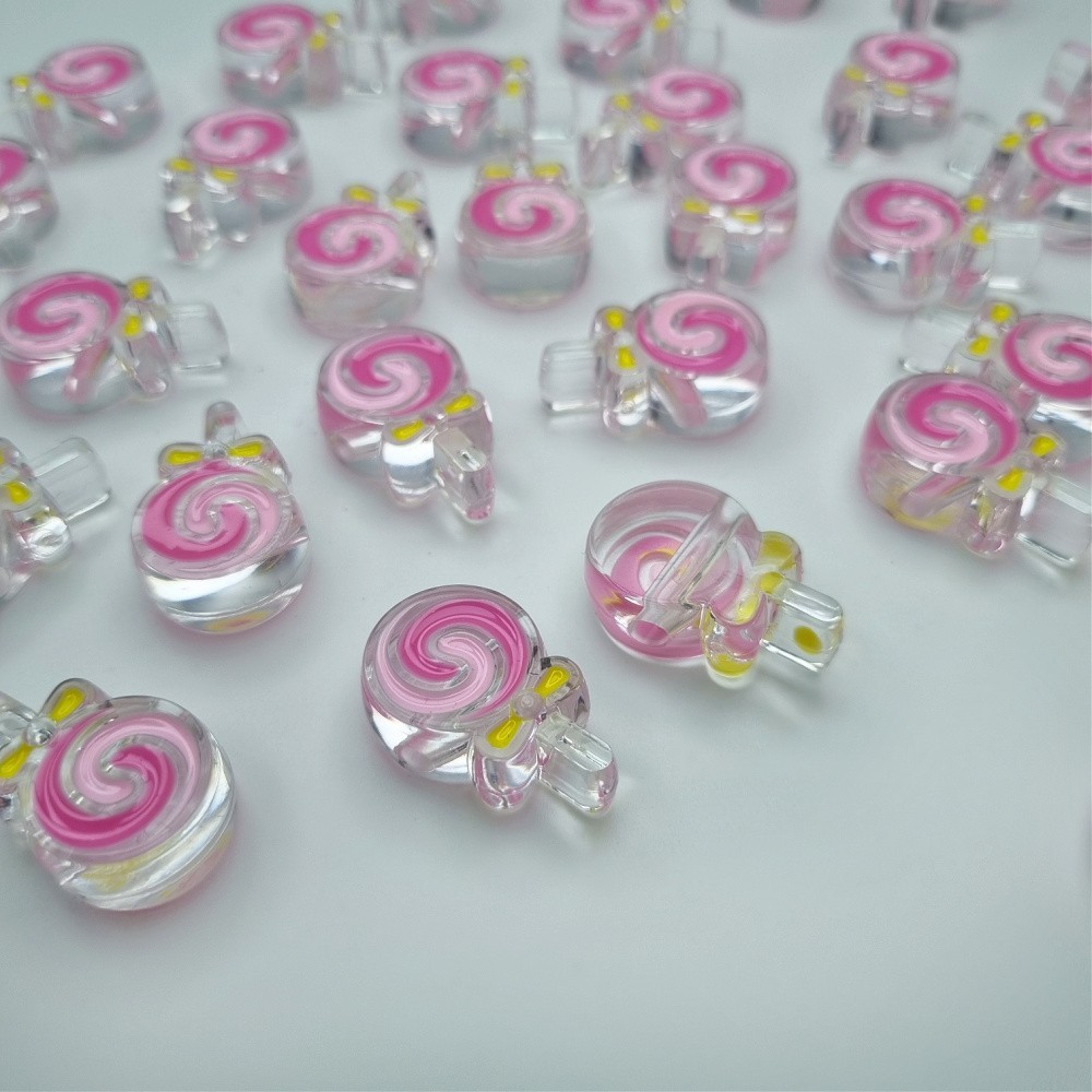 Acrylic beads/ twisted lollipop/ pink 28x19mm/ 1 pc. XYPLKSZ022