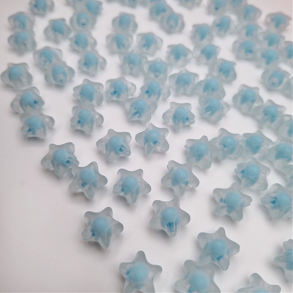 Acrylic beads/ matt stars/ blue approx.11mm/ 20pcs. XYPLKSZ086