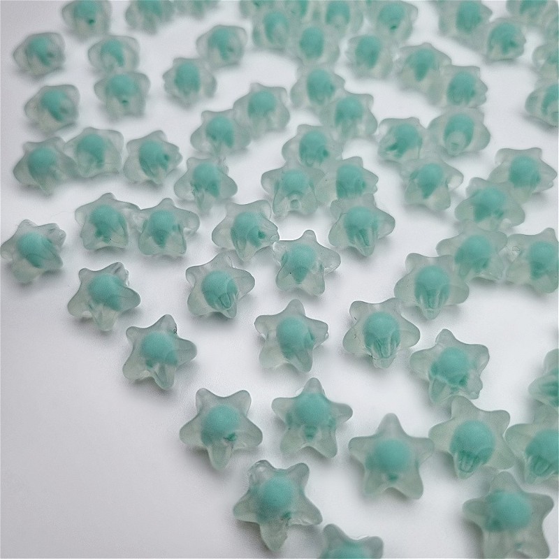 Acrylic beads/ matt stars/ mint approx.11mm/ 20pcs. XYPLKSZ085