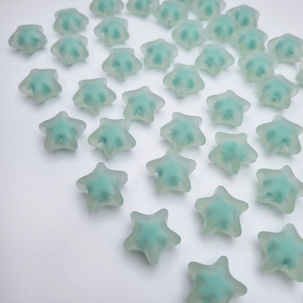 Acrylic beads/ matt stars/ mint approx.20mm/ 4pcs. XYPLKSZ092