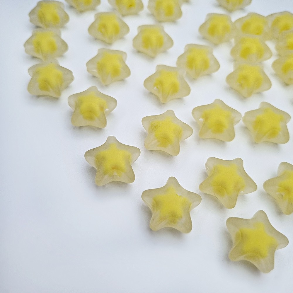 Acrylic beads/ matt stars/ yellow approx.20mm/ 4pcs. XYPLKSZ091