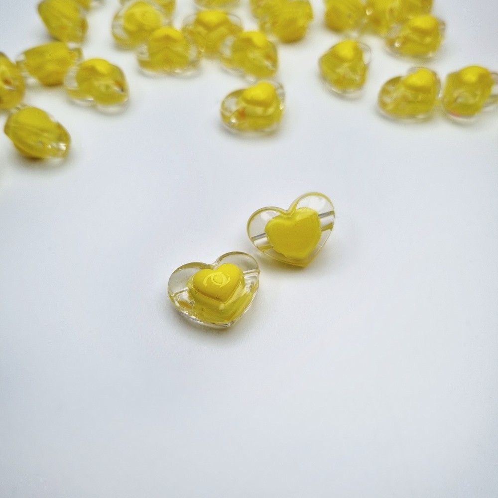 Acrylic beads/ heart/ yellow 17x13mm/ 6 pcs. XYPLKSZ096