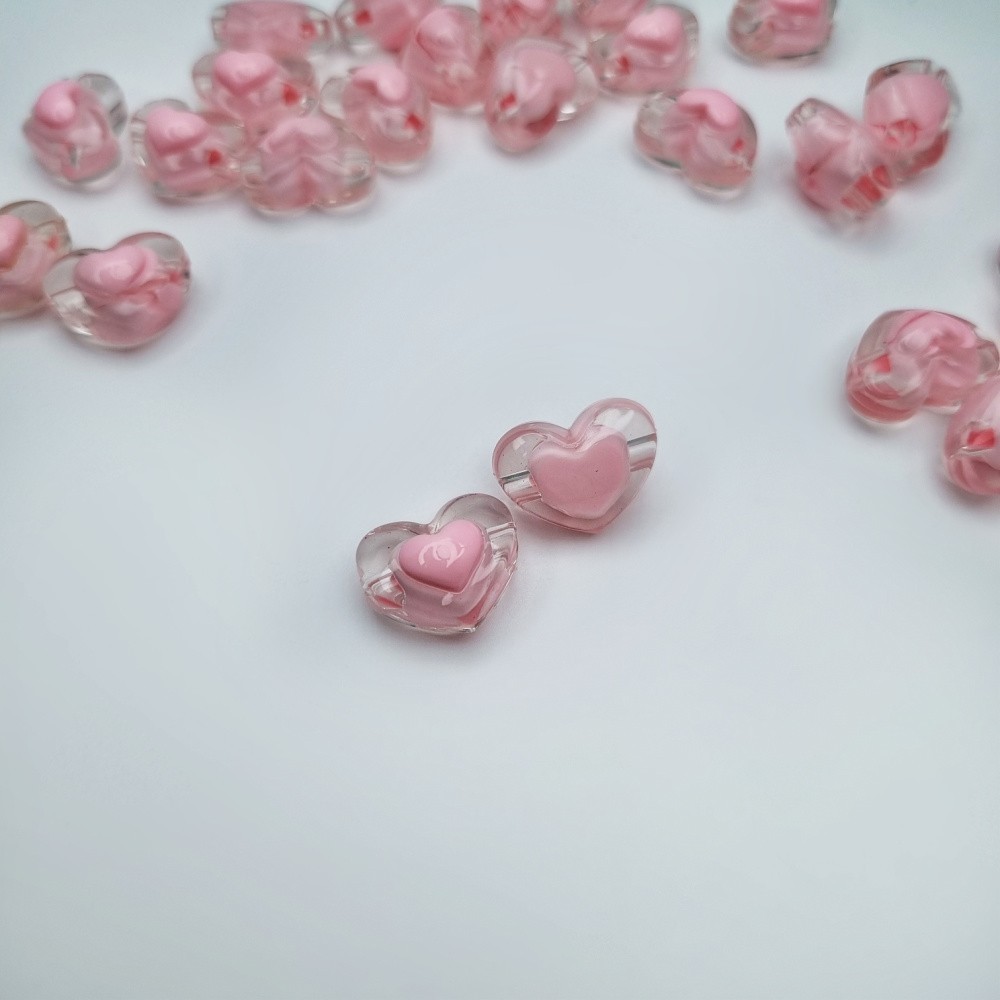 Acrylic beads/ heart/ light pink 17x13mm/ 6 pcs. XYPLKSZ098