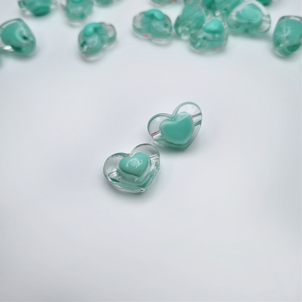 Acrylic beads/ heart/ mint 17x13mm/ 6 pcs. XYPLKSZ099