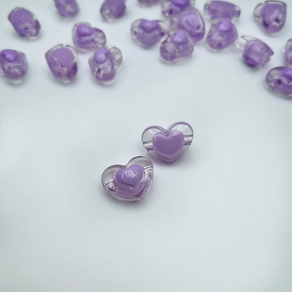 Acrylic beads/ heart/ purple 17x13mm/ 6 pcs. XYPLKSZ101