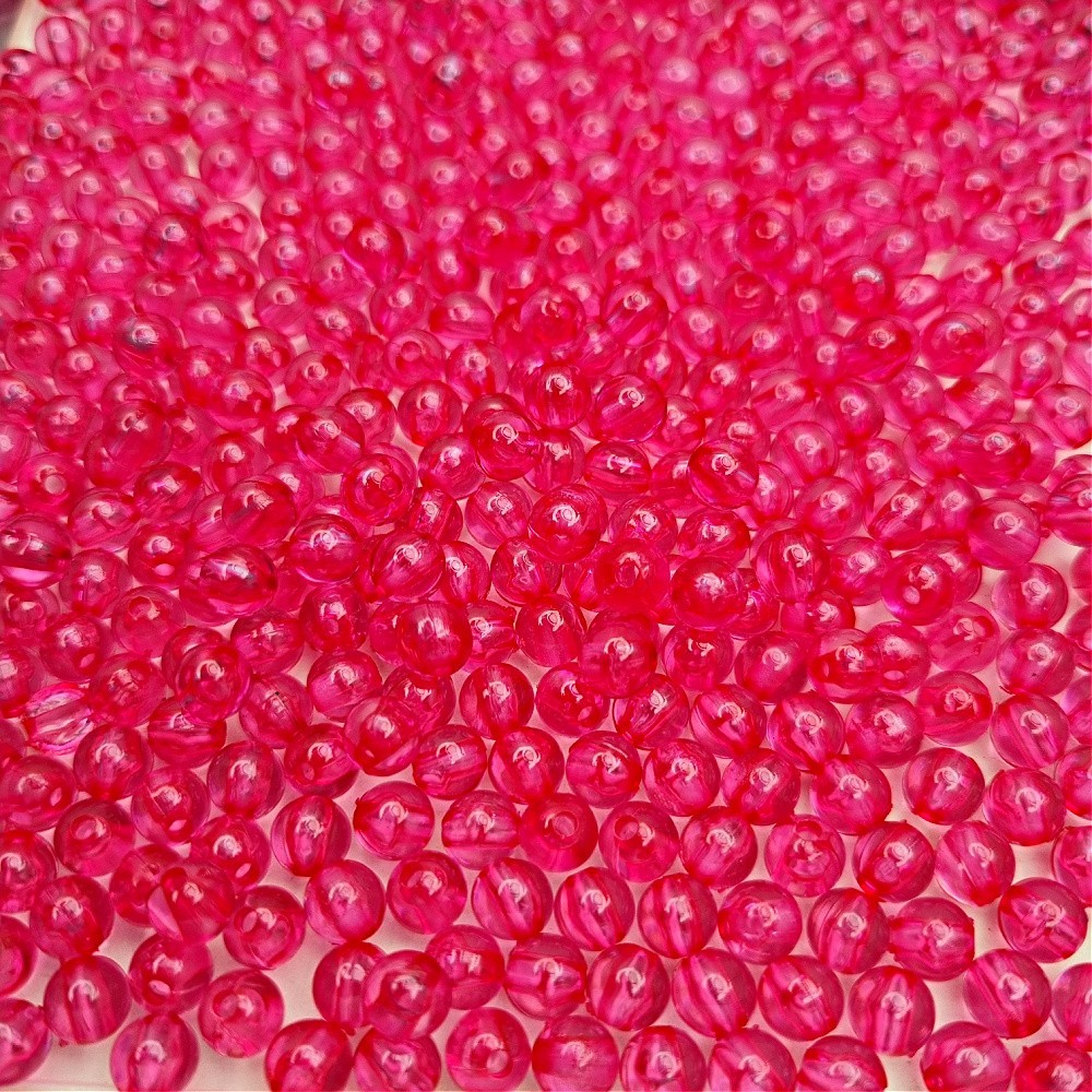 Beads acrylic balls / transparent raspberry pink / 6mm 10g XYPLKA0611