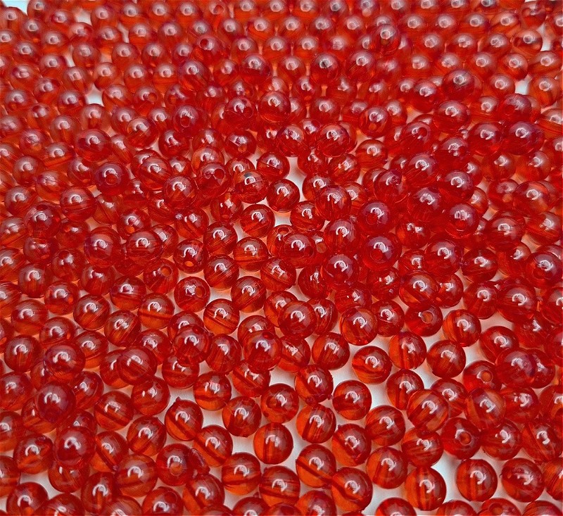 Koraliki kulki akrylowe/ transparentny czerwony/ 6mm 10g XYPLKA0612