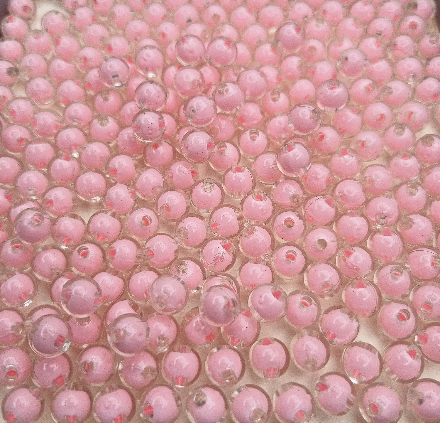 Beads acrylic balls/ transparent coating/ light pink 8mm 50pcs XYPLKC0803