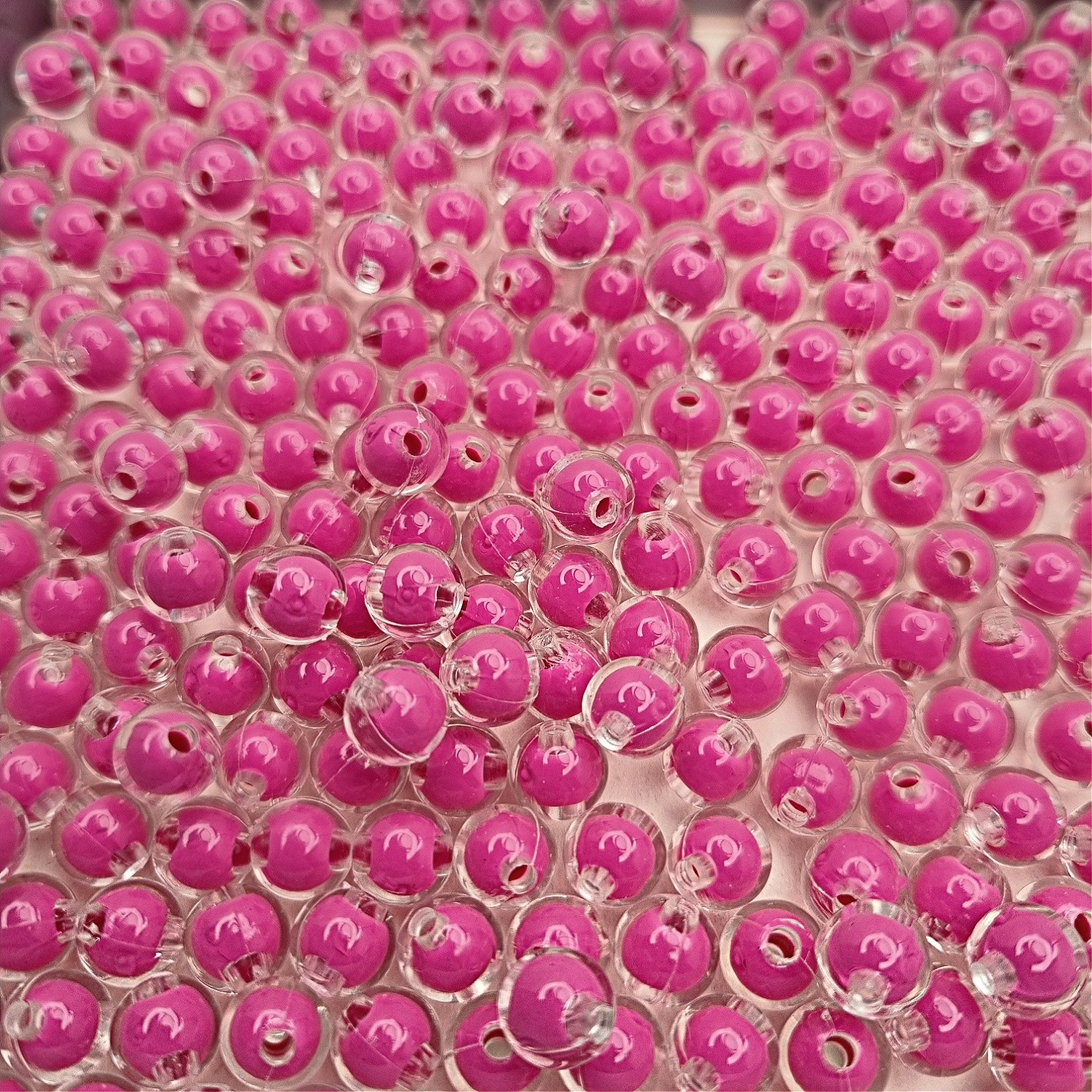 Beads acrylic balls/ transparent coating/ pink 8mm 50pcs XYPLKC0804